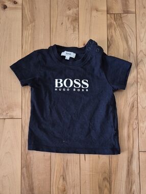 Boys Size 6m Hugo Boss Navy Short Sleeve Logo Tee